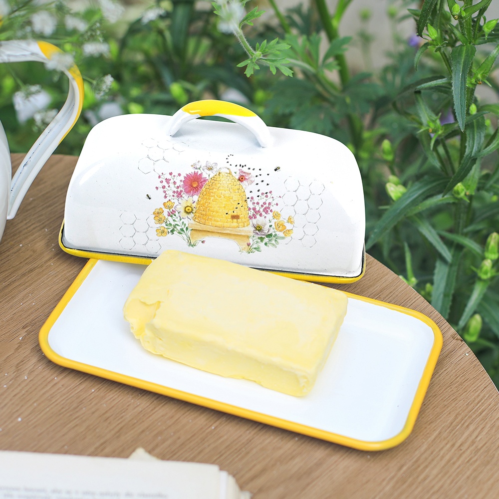 Kitchen Appliances Organizer - Menschy Enamel Butter Dish Cheese Preservation