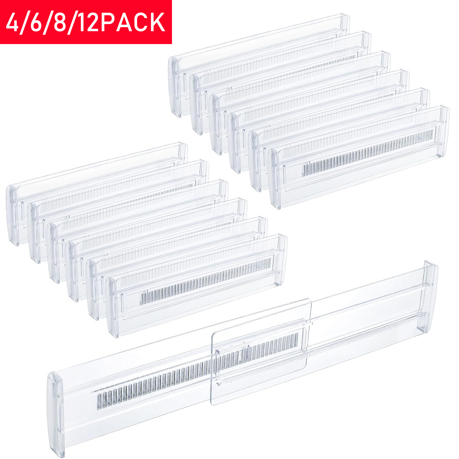 Kitchen Appliances Organizer - 4/6/8/12 Pack Expandable Drawer Dividers, Drawer