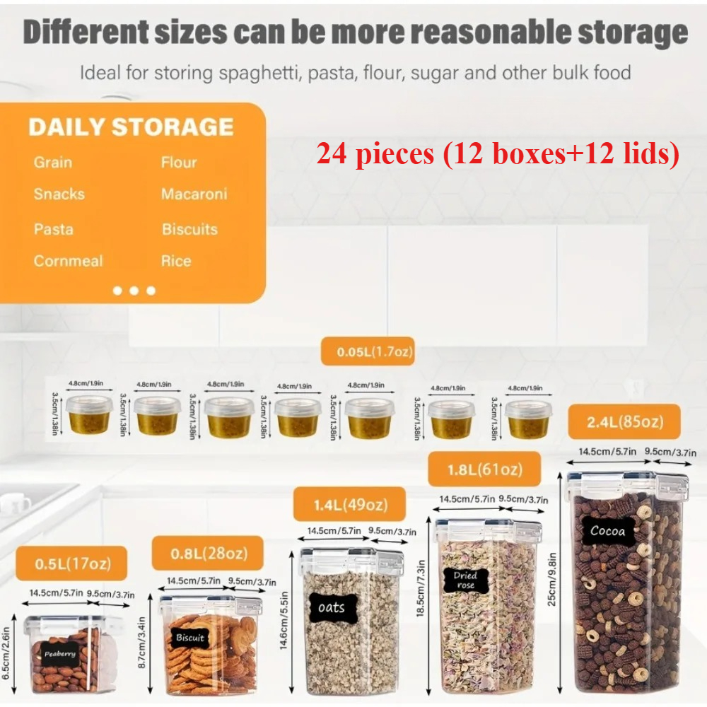 24Pcs Food Storage Containers  - Kitchen Appliances Organizer ulasan dan harga