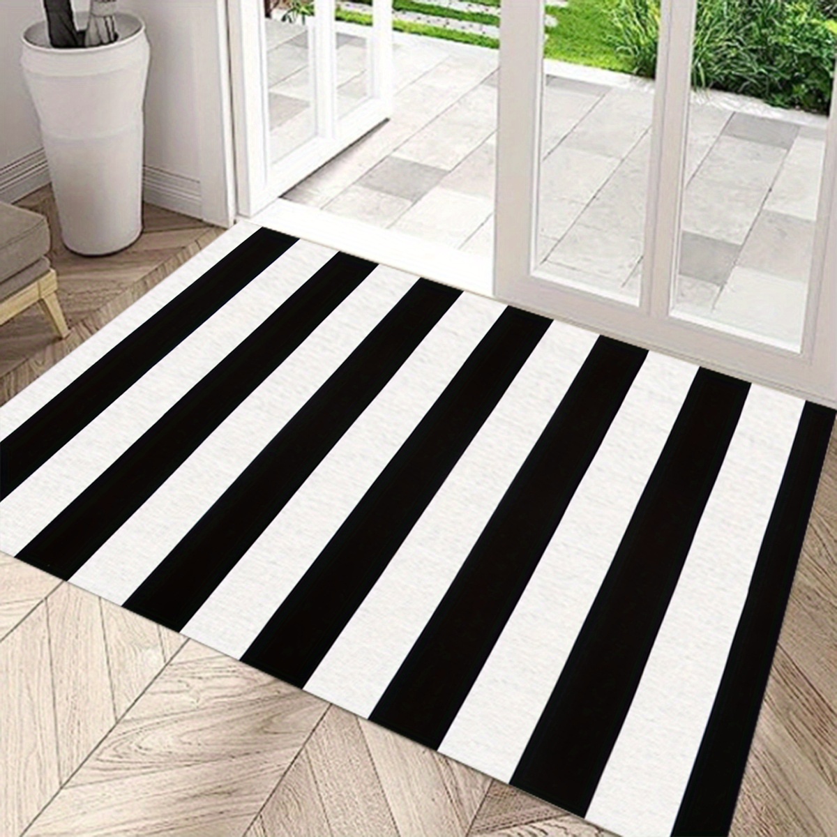 Black White Stripes Entrance D - Kitchen Appliances White ulasan dan harga